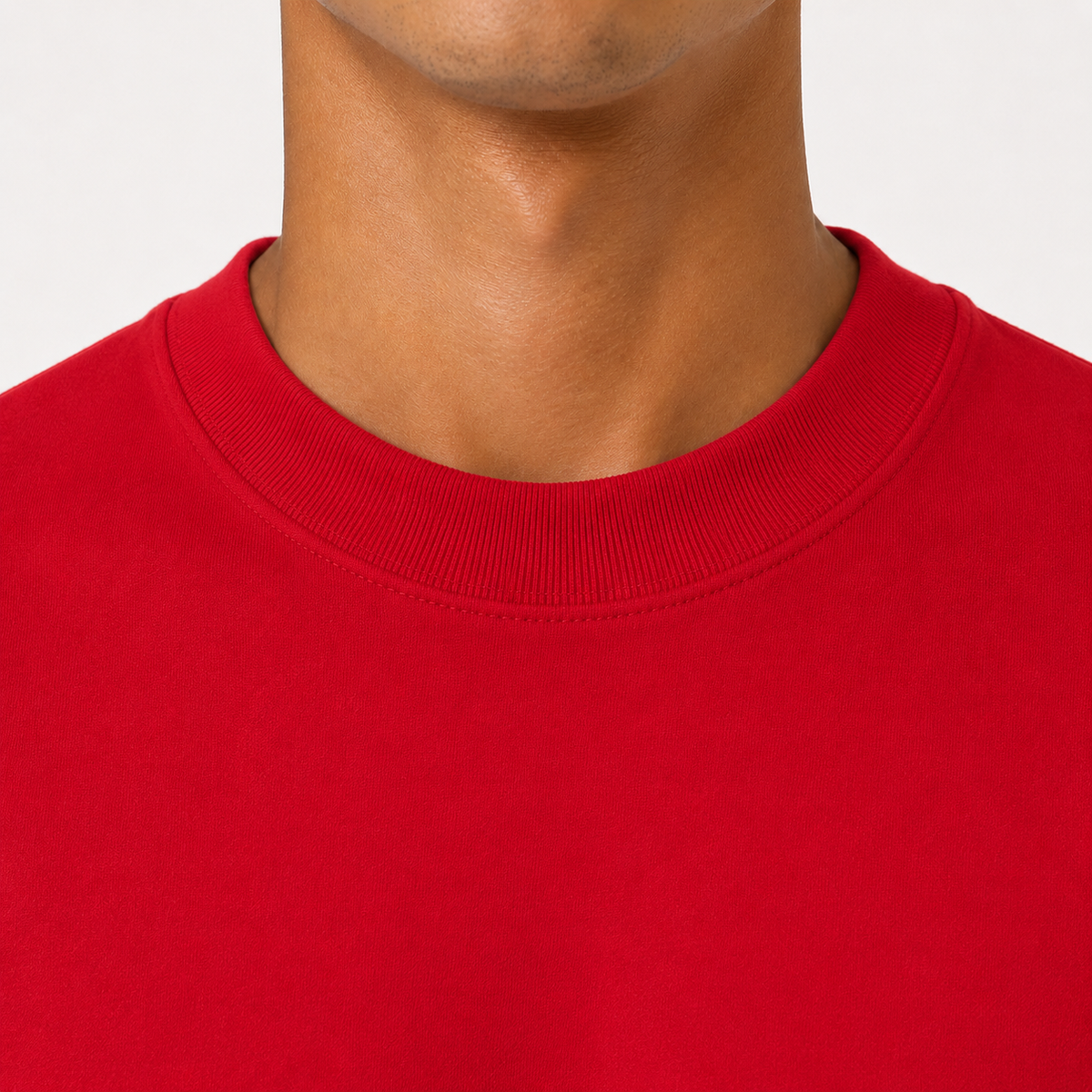 close up of the neck stitching 