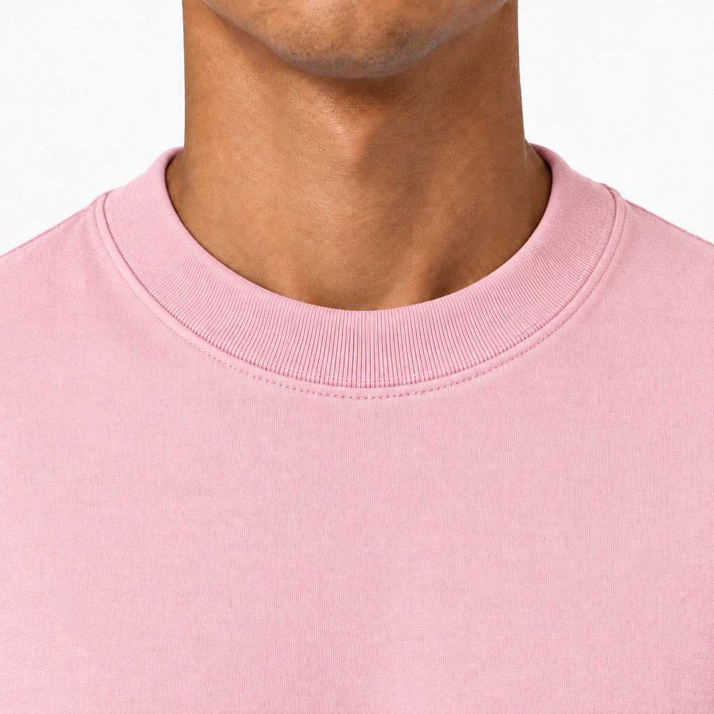 Blush Pink Collar of  300GSM Soft Plain T-Shirt | Branding-Ready Wholesale