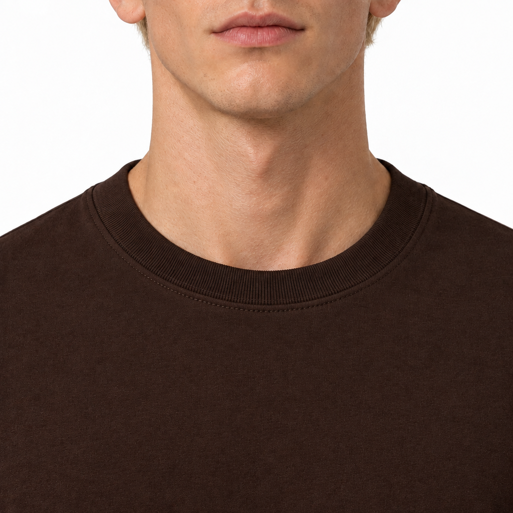 Dark Brown 220gsm t-shirt Collar