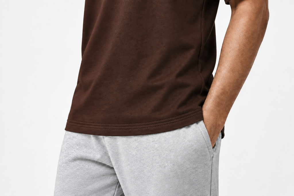Dark Brown 220gsm t-shirt Hem