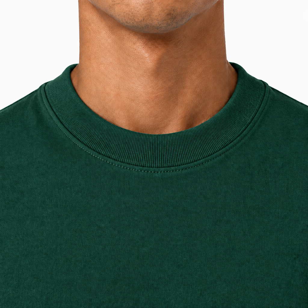 Forest Green Collar of 300gsm oversized heavyweight tee to print