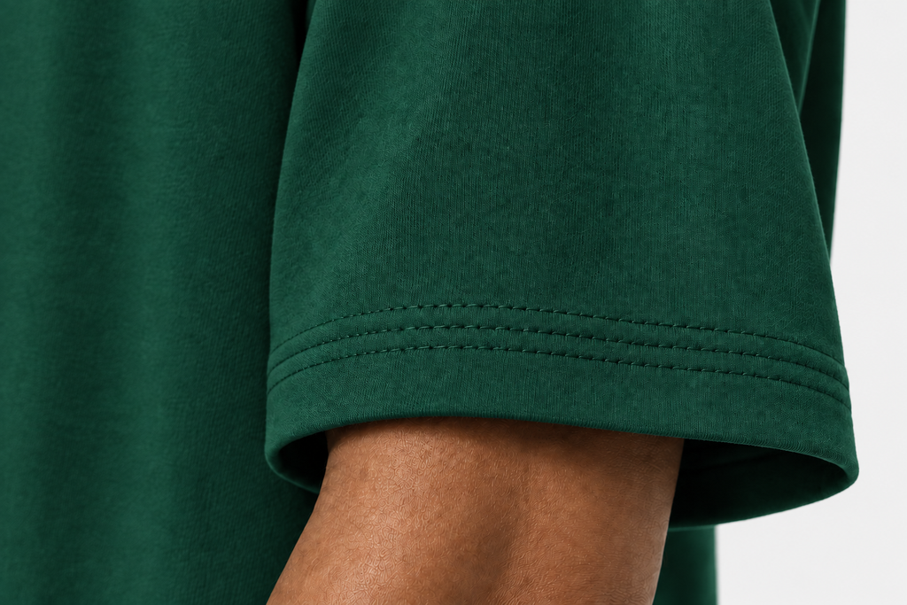 Forest Green Sleeve Cuff 300gsm oversized heavyweight tee to print