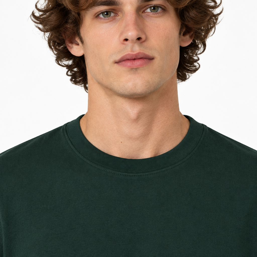 Forest Green 220gsm Normal Size Plain T-shirt Collar