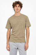 Khaki Front of 220gsm Normal Size Plain T-shirt 