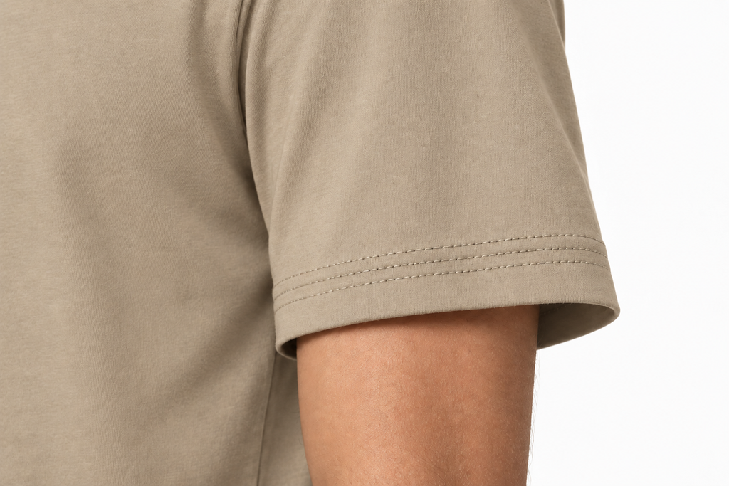 Khaki 220gsm Normal Size Plain T-shirt Sleeve