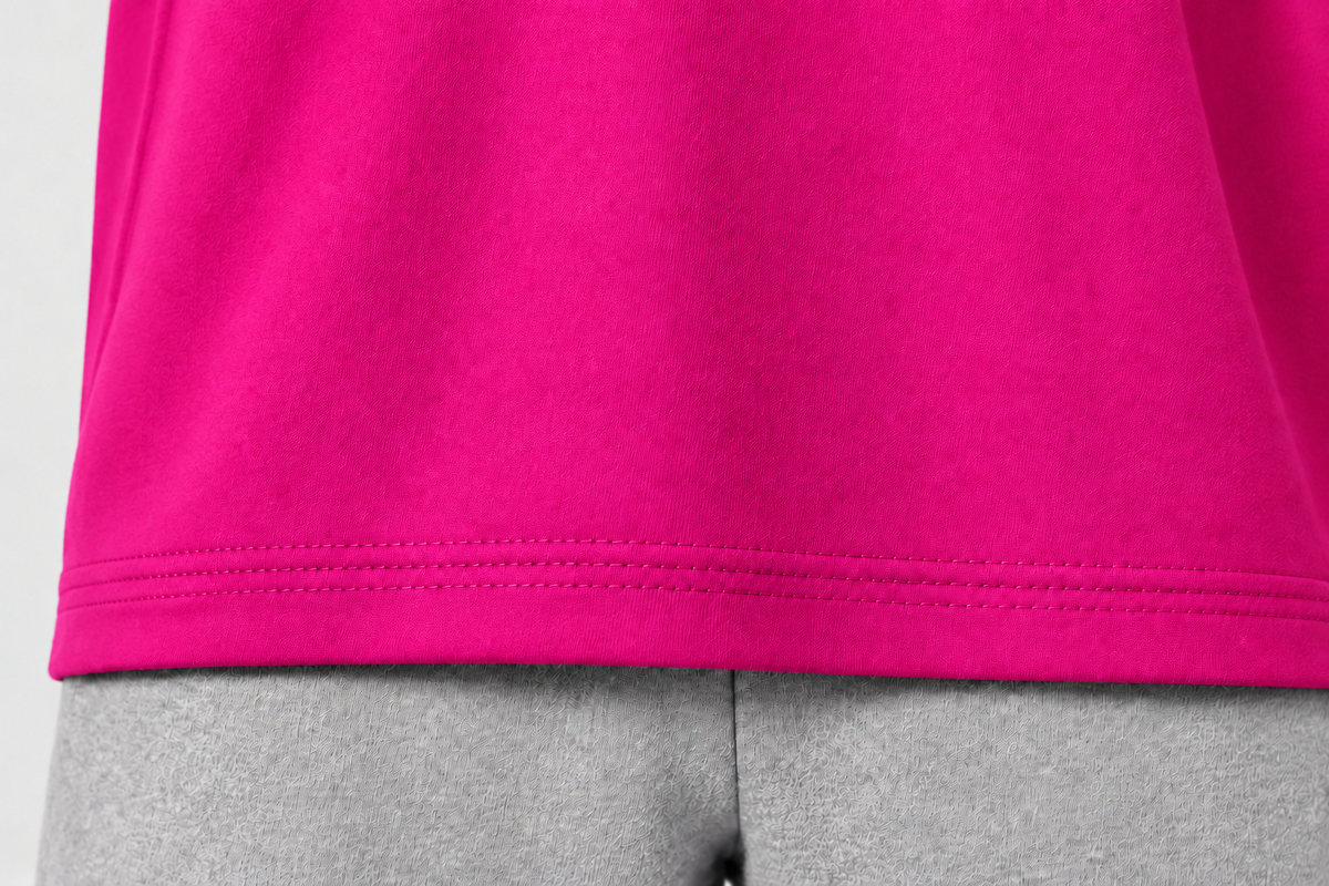 Magenta Hem of 300GSM Oversized Bold Plain T-Shirt 