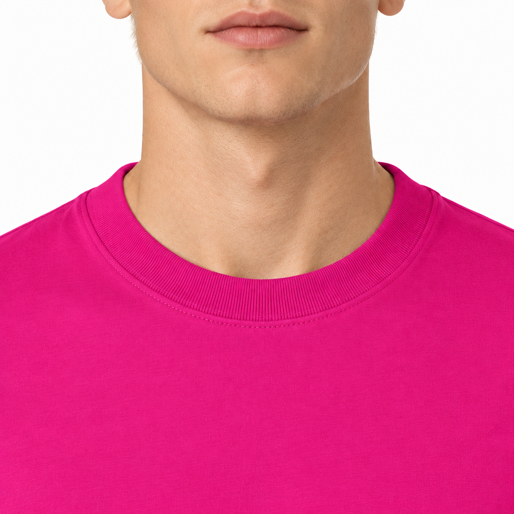 Magenta 220gsm plain t-shirt Collar