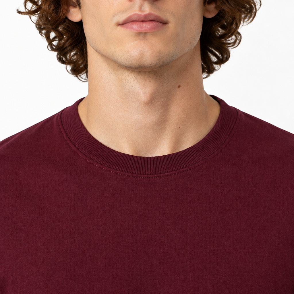Maroon 220gsm plain t-shirt Collar