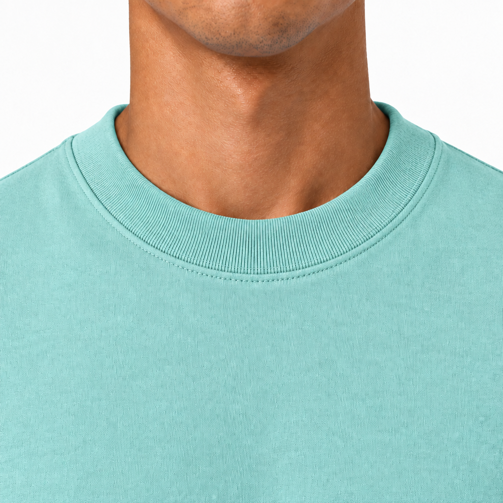 Mint Collar of an oversized 300gsm t-shirt