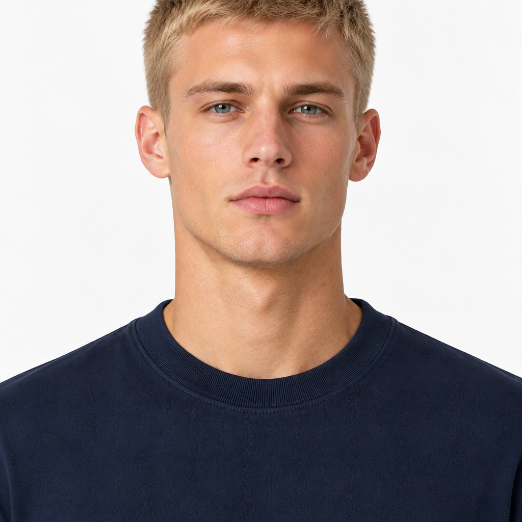 Navy 220gsm t-shirt Collar