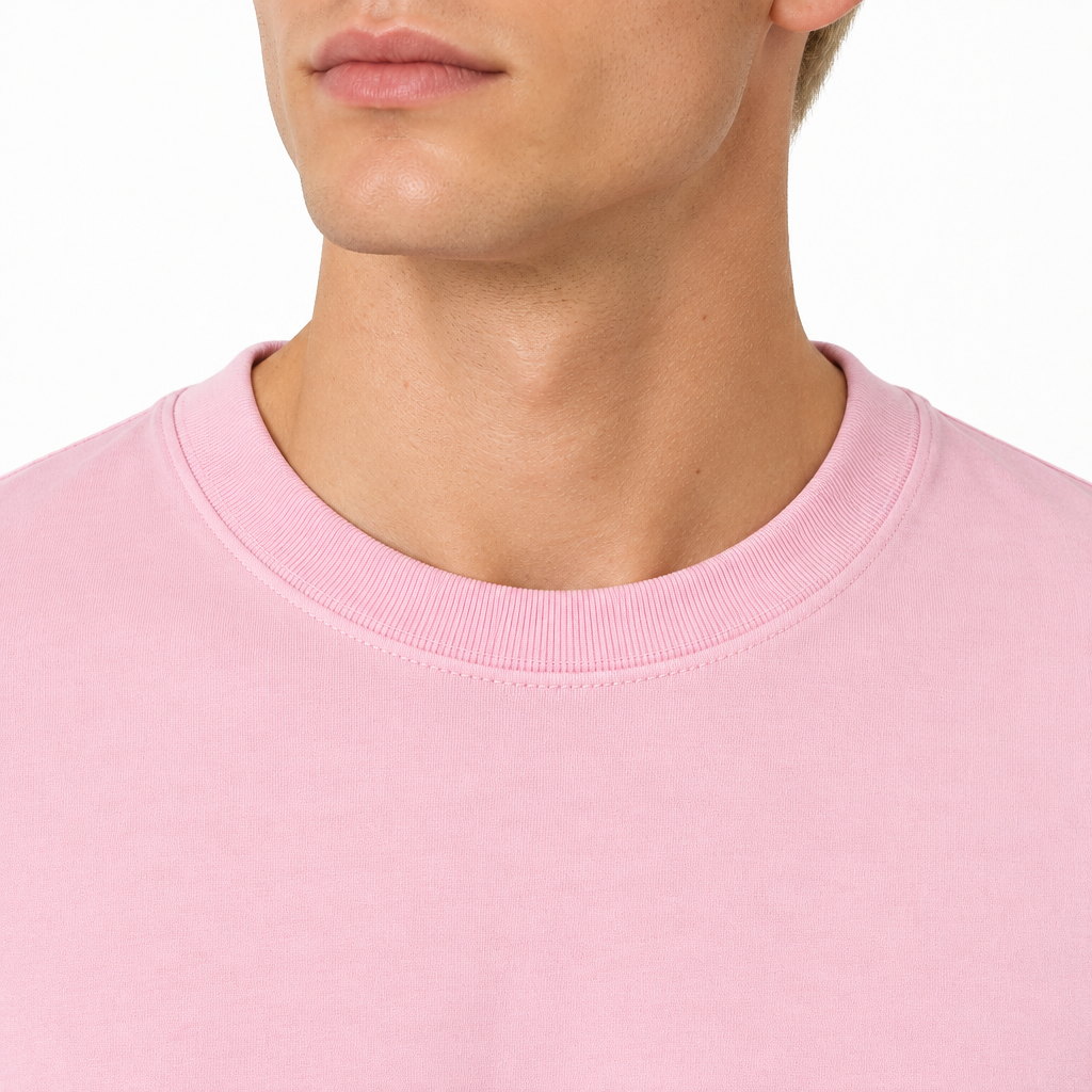 Pink 220gsm Normal Size Plain T-shirt Collar