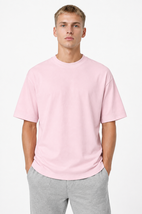 Pink 220gsm Normal Size Plain T-shirt Front