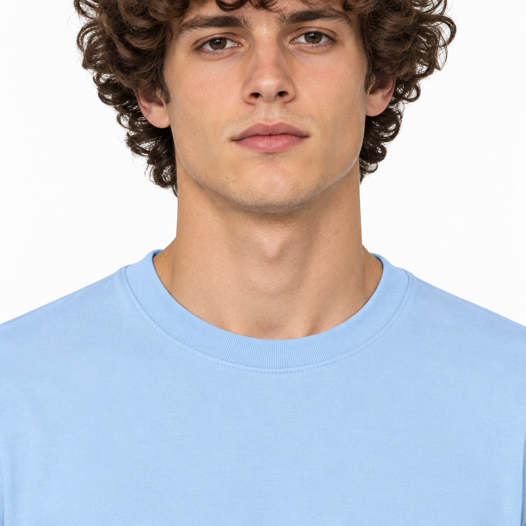 Sky Blue 220gsm t-shirt Collar