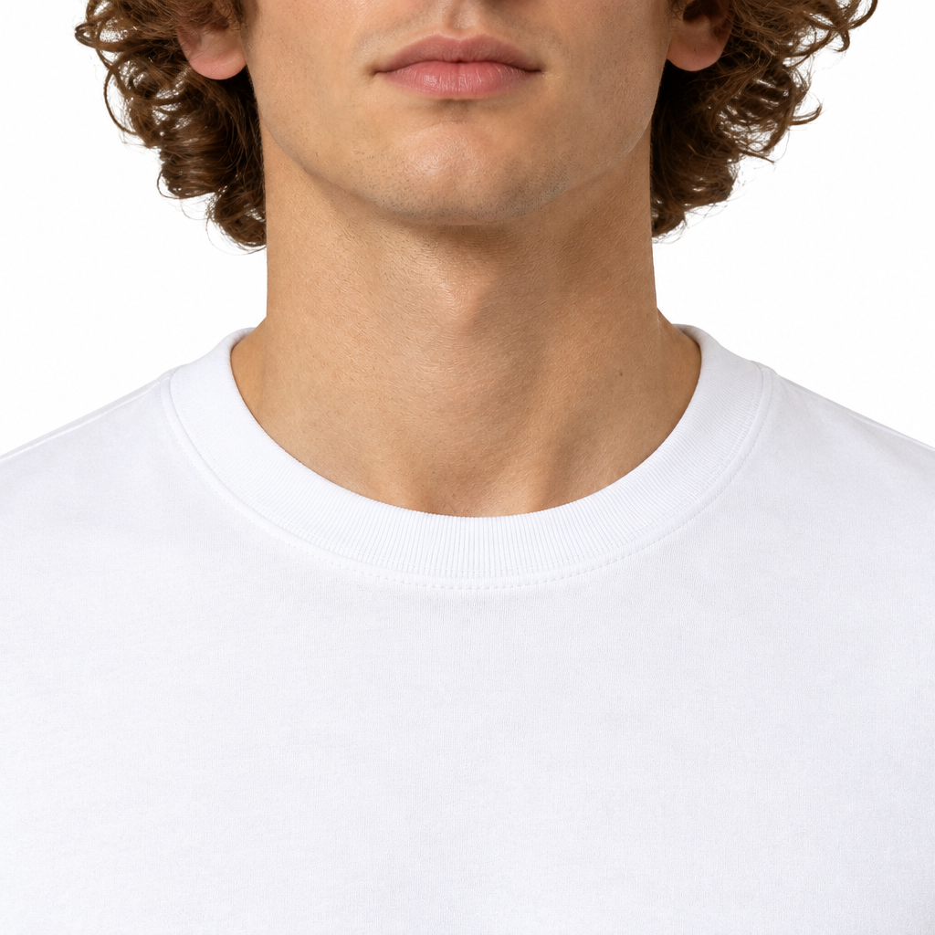 White 220gsm t-shirt Collar