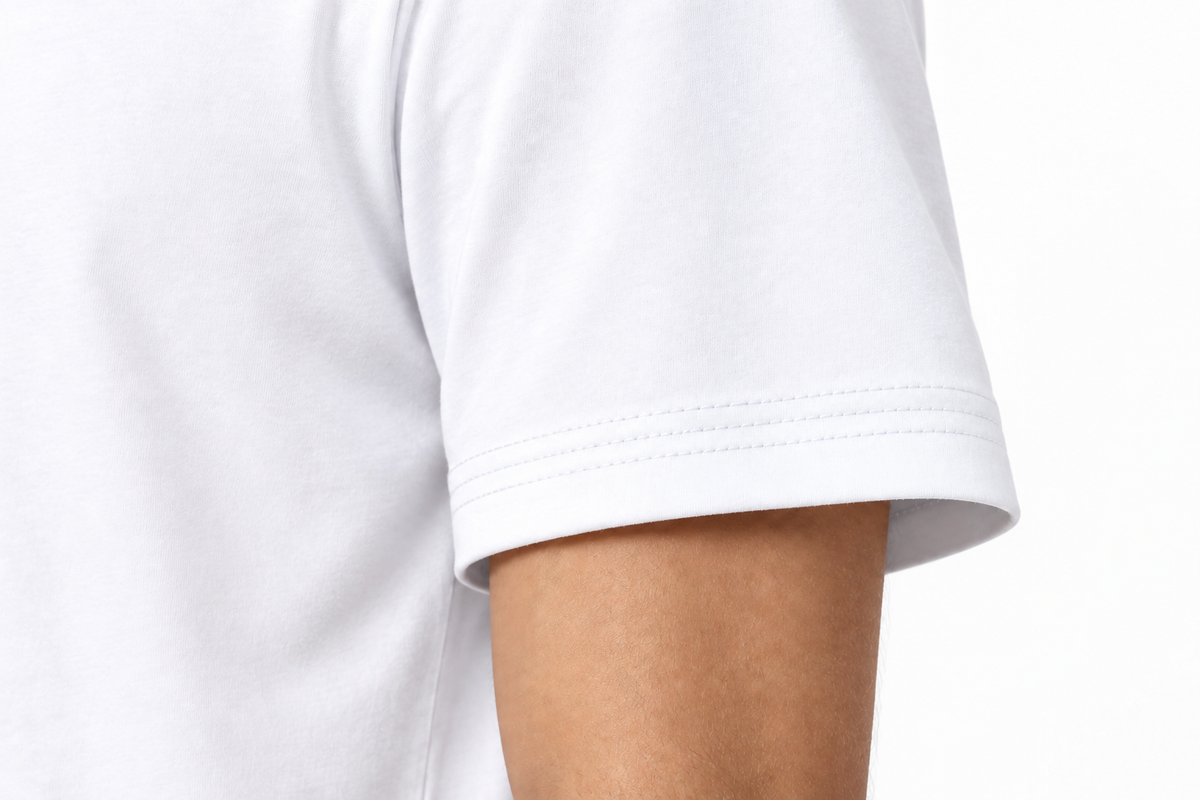 White 220gsm t-shirt Sleeve