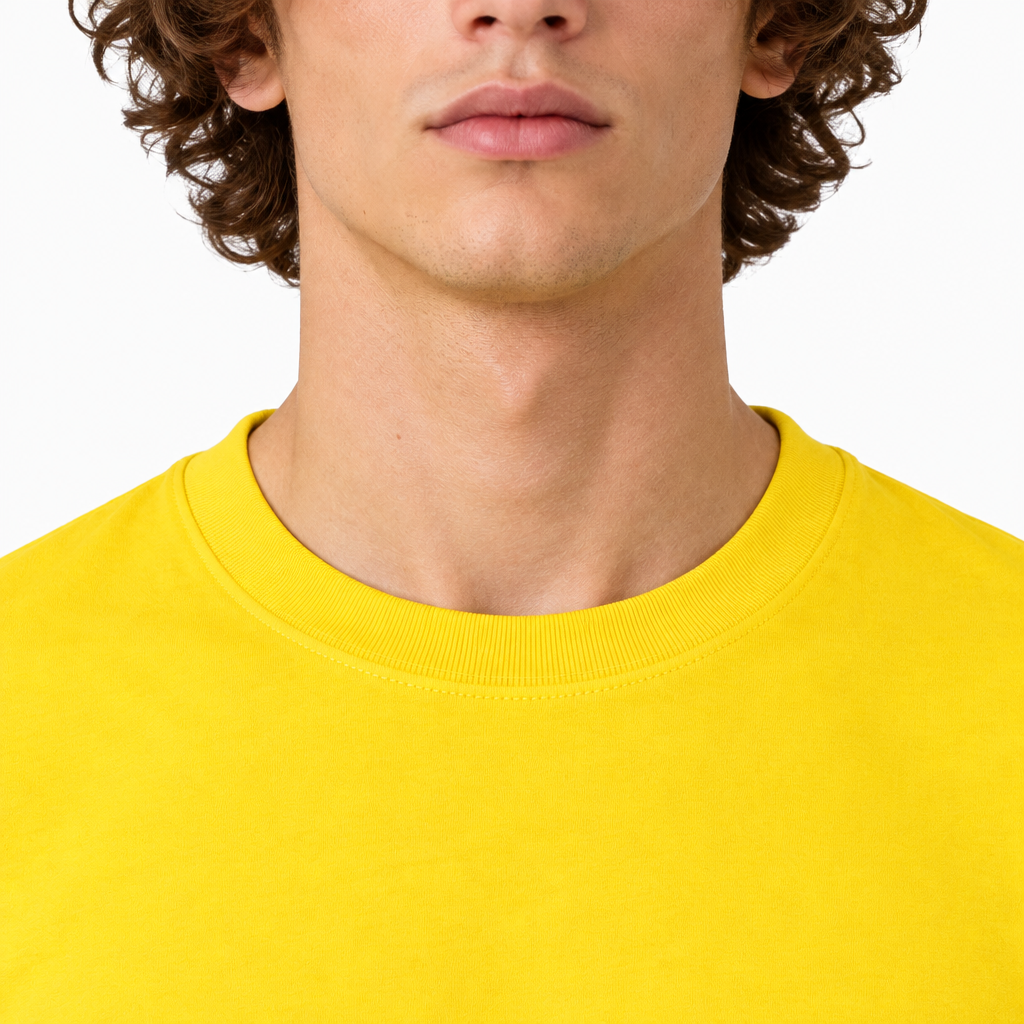 Yellow 220gsm Normal Size Plain T-shirt Collar